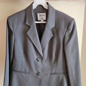 Ladies Suit Gray Blazer Matching Pants 10 Petite Grey set 2 piece
